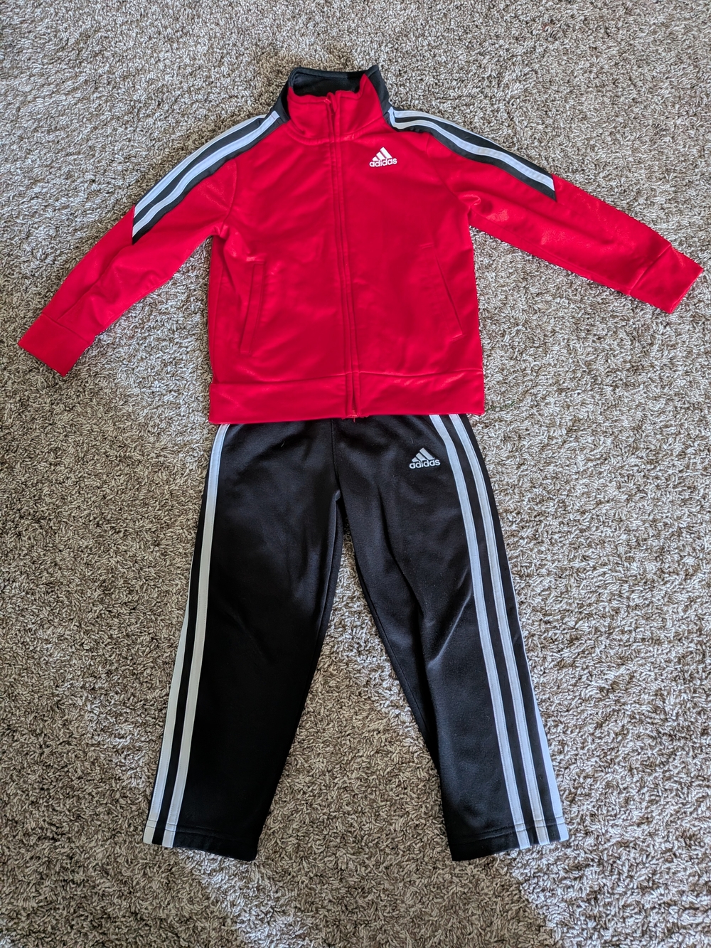 adidas Red and Black Kids Jacket - Logo Detail